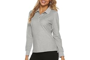 AIRIKE Women's Long Sleeve Polo Shirts Lady-fit Casual Sports Golf Work Tee Tops