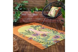 Wylder Tropics Cockatoo Outdoor/Indoor Rug – Tropical Bird Design (Orange – 120 x 170cm)
