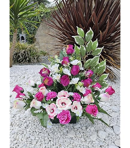 Bouquet Artificiel Lesté En Ciment - Composition Faite Main De Qualité, Idéale Pour Décorer Votre Intérieur