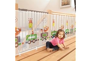 Yiomxhi Siatka Bezpieczeństwa dla Dzieci, 3m, Pogrubiona, Śliczna Siatka Ochronna dla Niemowląt, Urocza Siatka Ochronna na Schody (300 x 74 cm)