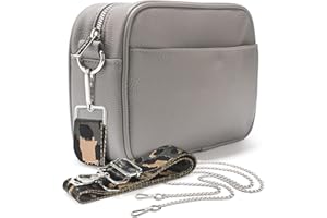 Lily England Cross Body Bag Women - Multiple Pockets - Adjustable Wide Strap and Chain - Black Handbag Crossbody - Over the Shoulder Bag