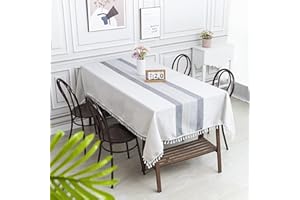 SUNBEAUTY Tovaglia Cotone Rettangolare 140x220 Tovaglie Rettangolari Antimacchia Lino Tavolo Copritavolo Cucina Decorazione per Tavola da Pranzo