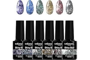Cofanetto Diamond Shiny Star • Smalti Semipermanenti Unghie • Smalto Semipermanente UV LED • 6 Colori Glitter Shiny Star • Vegan & Cruelty Free • MEANAIL