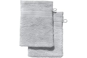 REDBEST Waschhandschuh 2er-Pack Chicago - saugstark, strapazierfähig, ideal für Reisen, Sport - Silber Größe 15x21 cm (weitere Farben)