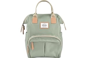 Béaba, Sac à Dos à Langer pour Bébé, Grande capacité de rangement, Multiples poches,Tapis à langer inclus, Grande ouverture, Poches isothermes, Sac Voyage Multifonctionnel, Sac Wellington, Vert sauge