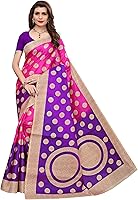 Yashika women's art silk kalamkari and bhagalpuri style saree with blouse piece and soft feel (kora)