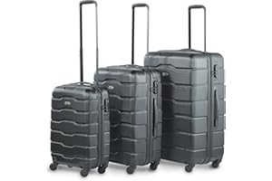 VonHaus Suitcase Set, Black 3pc Lightweight Wheeled Luggage, ABS Plastic Carry On or Check in Travel Case, Durable Hard Shell w/ 4 Spinner Wheels, Built in Lock & Handle, Small/Medium/Large Holdall