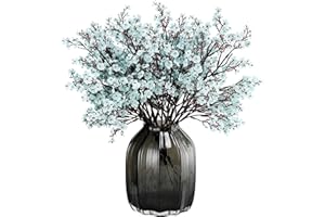 JAKY-Global Babys Atem Stoff Tuch künstliche Blumen 6 Bundle europäischen gefälschte Seidenpflanzen Dekoration Hochzeit Party Dekoration Blumensträuße Real Touch DIY Home Garden (Grau Blau-6pcs)