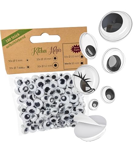 Yeux Mobiles Adhésifs Fixo Kids - 70 Pièces, 8 Mm, Noir, Pour Bricolage Et Décoration