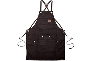 Alaskan MAKER Tablier Homme et Femme en Toile enduite N°515 pour Bricolage, Cuisine, Jardinage et Barbecue - Attaches Bretelles croisées - Taille Universelle