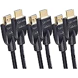 Amazon Basics Cavo HDMI 2.0 ad alta velocità, supporta Ethernet, 3D, video 4K e ARC, 1.8 m, confezione da 3 (standard più rec