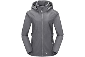 Outdoor Ventures Women’s Waterproof Softshell Jacket with Datachable Hood Fleece Lined Outdoor Jacket Ladies Hiking Short Coat Casual Outerwear Jacket Hiking Camping