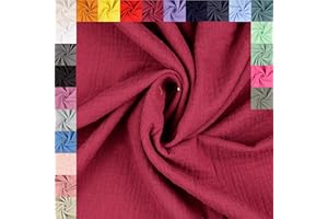 fingsi Musselin Baumwollstoff Webware Meterware Coupon (bordeaux, 2,0m) (5020) + 23 weitere Farben