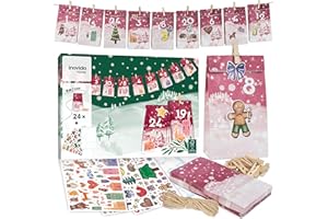 Calendrier de l'Avent à remplir : Pt sacs papier, adhésifs, jute, étiquettes - Calendrier de l'Avent par soi-même Inovida