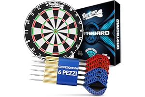 DartPro Bersaglio freccette - Bersaglio in sisal autorigenerante - Bersaglio con fili extra sottili - Bersaglio con 6 freccette professionali - Darts