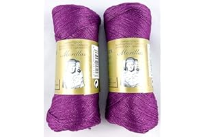 MORILLAS PACK 2 ZEPELINES Algodón perlé 100% egipcio mercerizado para DIY y tejer a mano labores de ganchillo o punto con un acabado elegante. (2 X 70gr) (8, VIOLETA 15)