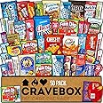 CRAVEBOX Snack Box (50 Count) Christmas Variety Pack Gift Care Package Basket Adult Kid Guy Girl Women Men Birthday College Student Office Back to School