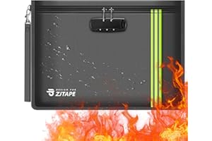 ZJTAPE Bolsa ignífuga e impermeable con cerradura - Bolsa de documentos con tira reflectante, material de fibra de vidrio Maletín ignífugo para pasaporte, monedero, objetos de valor (Gris)