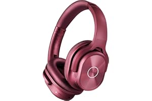 ZIHNIC Active Noise Cancelling Headphones, 40H Playtime Wireless Bluetooth Headset with Deep Bass Hi-Fi Stereo Sound,Comfortable Earpads for Travel/Home/Office (Red)