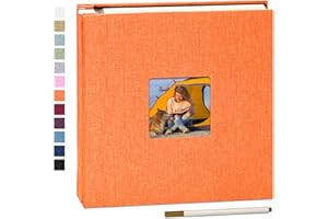 Yopih Album Foto Autoadesivo Album Fotografico Fai Da Te Fotos 10X15 Memories Album Portafoto Pagine Bianche e Copertina in Lino Regali Nozze Natale Valentino Regalo di Anniversario Compleanno bambini