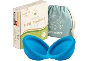 ‎COSMUNDI cosmundi Menstruationsscheibe aus medizinischem Silikon in Deutschland produziert Wiederverwendbare Menstrual Disc & nachhaltige Tampon Alternative - Set 65 mm & 70 mm
