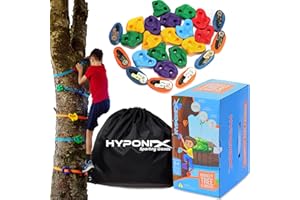 HYPONIX SPORTING Hyponix Ninja Tree Climbing Kit – 16 Rock Climbing Holds & 8 Ratchets – Reinforced Rock Climbing Holds - Sets up Within Minutes - The Perfect Outdoor Toys for Kids 5-12