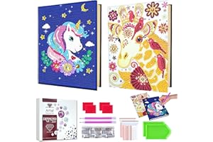 Bellatoi Diamond Painting Diario Unicorno A5,DIY Regalo Ragazza 6+ Anni,Set Quaderno da 2 Pezzi,Giocattolo Bambina 6–12 Anni,Idee Regalo di Compleanno per Ragazze Libro da Disegno Pittura Diamante