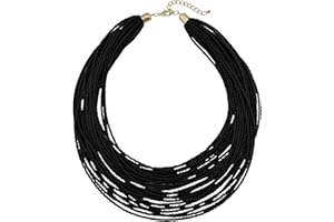 Bocar Multi Layer Chunky Bib Statement Seed Beads Cluster Collar Necklace for Women Gift (NK-10351)