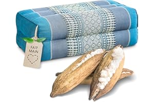 Livasia Coussin Yoga carré Bloc - 17x34x12cm - Coussin de méditation kapok, Coussin de Soutien Bolster rectangulaire, Accessoires Yoga Pilates Coussin cale-Nuque, Fait Main