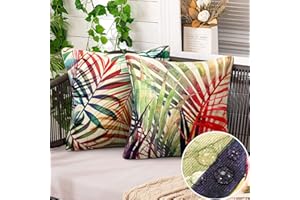 DECORMOMMT Fundas de Cojines Exterior Fundas Cojines Impermeable Funda Cojin Plantas Tropicales Decorativo Verano Sofa Moderno Lino por Salon Jardín Sofá Cojines Decoración