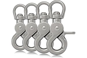 GANZOO 4X Mosquetón de Tijera con articulación giratoria, Acero aleado,61mm de Longitud