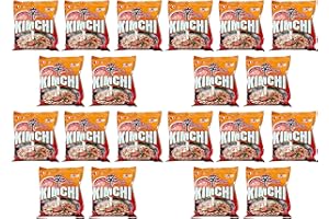 Gemeric Nongshim Kimchi Ramyun 120g (lot de 20) - Nouilles épicées traditionnelles de style coréen instantané, excellentes pour coller, sauter, ou comme plat d'accompagnement rapide