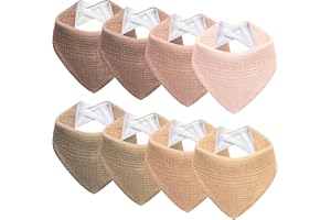 Kewlife gift Baberos Bebe de Muselina Para Bebé, Pañuelo Triángulo Para el Cuello Del Bebé, Baberos Ajustables Para Niños y Niñas - 6 Paquetes