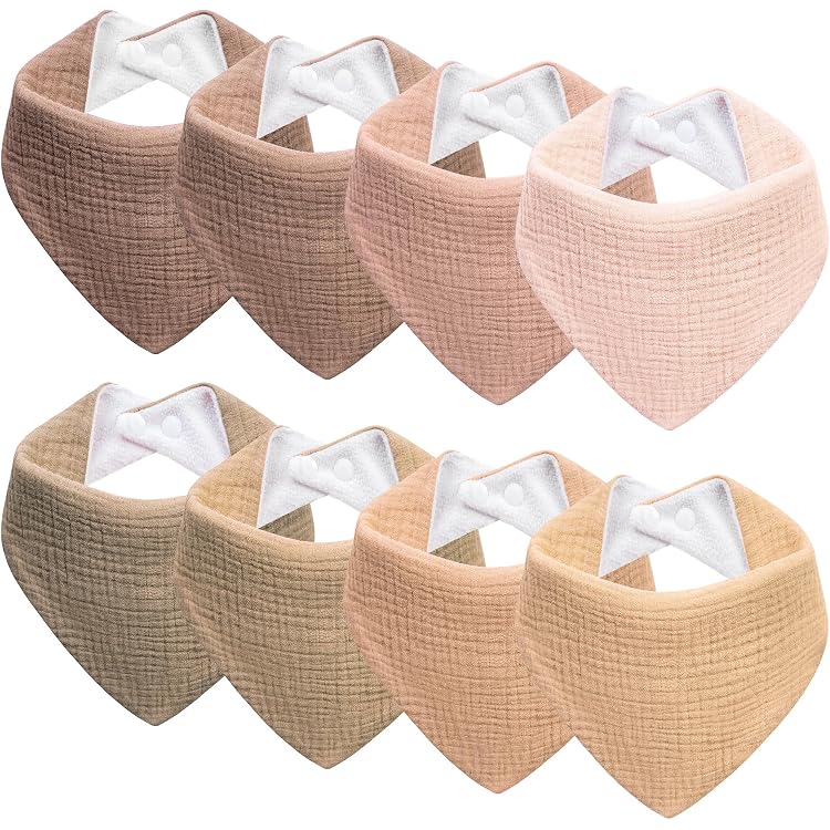8 Bavoirs Bébé Bandana En Mousseline – Hautement Absorbants, Ajustables, Pour Nouveau-nés Et Tout-petits - 5
