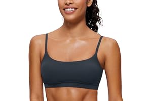 CRZ YOGA Biustonosz sportowy Butterluxe dla kobiet z regulowanymi ramiączkami typu spaghetti - dekolt w łódkę, bez fiszbin, usztywniany, do ćwiczeń jogi, krótki top