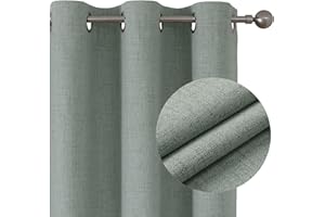 Joydeco 100% Cortinas Opacas 2 Piezas, Lino Cortinas Dormitorio con Ojales Anti Luz Cortina Termica Aislantes Frio y Calor para Salon(Verde Salvia, 2x140x175cm)