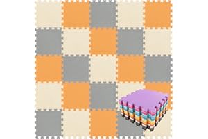 QQPP Alfombra Puzzle para Niños Bebe Infantil - Suelo de Goma EVA Suave. 25 Piezas (30 * 30 * 1cm), Naranja, Beige, Gris.QQC-BJLb25N