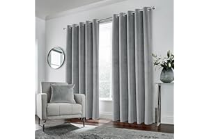 Enhanced Living Hampton Premium Velvet Grey Blackout Curtains for Bedroom - 46x54 inch (117x137 cm) Supersoft Eyelet Curtains for Living Room - 2 x Curtain Panels