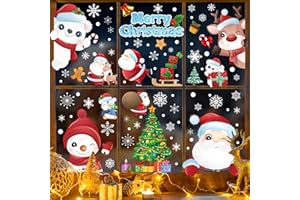 DAZAKA Vetrofanie Natale,Natale Adesivi,192PZ Adesivi Decorazione Natale Finestre, Stickers Natale Bambini Rimovibile Statici PVC, DIY Christmas Adesivi Vetro Vetrina, Christmas Decorations Casa (A)