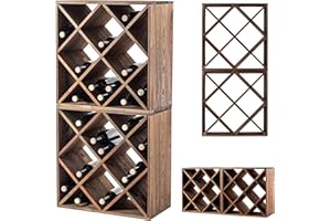 KADAX Armadietto in legno per vino, 52 x 25,5 x 104 cm, ripiano impilabile per numero di bottiglie, armadio rustico stabile