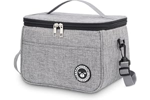 BALIGO 9L izolowana torba na lunch, [ odporna na przeciekanie podszewka ] torba chłodząca, torba na lunch Bento, składana termiczna torba na lunch do pracy podróży pikniku biurowego (Szary, 9L)