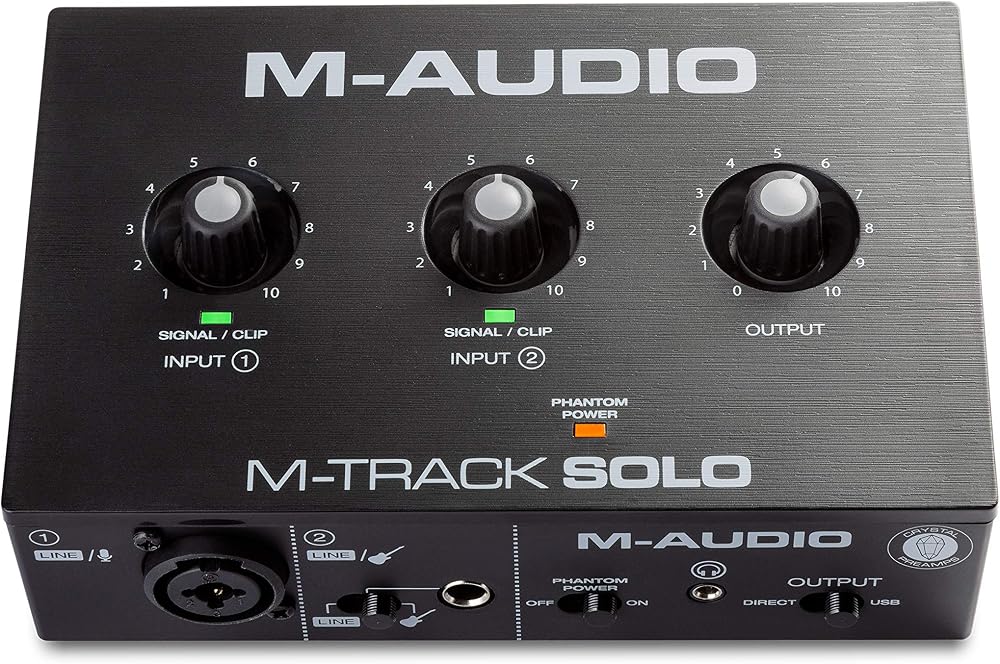 M-AUDIO M-Track Solo USB Ses Arabirimi | Kayıt, Yayın ve Podcast için XLR, Hat ve DI Girişleri, Profesyonel Yazılım Paketi