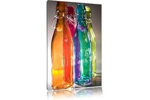 PIXXPRINT bouteilles en verre coloré Toile, XXL photos complètement encadrée avec de grandes images de coin, art impression sur la photo murale avec cadre, moins cher que la peinture ou une peinture à l'huile, pas une affiche ou bannière