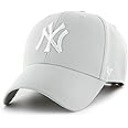 47 MLB New York Yankees MVP Unisex Baseball Cap, Hook & Loop Strap, White Logo, Colour Light Grey