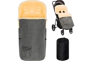 Zamboo Lammfell Fußsack 2in1 für Kinderwagen & Buggy - Universal Baby Winterfußsack und Einlage aus Merino Lammwolle für Kinder - Grau