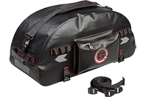 ‎QBAG QBag Hecktasche Motorrad Motorradtasche Hecktaschenrolle wasserdicht 50 Liter Stauraum schwarz, Abnehmbarer Schultergurt, universelle Passform für Fast alle Motorräder, Roller, Quads