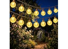 BG9D Guirlande lumineuse solaire d'extérieur, 8m 40 LED boules de cristal, 8 modes, fonction mémoire, étanche IP65, pour jardin, terrasse, balcon, mariage, blanc chaud