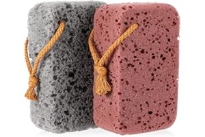 Ymapinc 2 Stück Badeschwamm Groß Komfort Duschschwamm für Badezimmer Weicher Luffa Schwamm Körperreinigungs Zubehör für Männer und Frauen Grau Rotbraun(14,7x9,8x5cm)