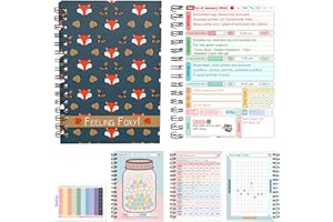 FABULOUS PLANNING Slimming World Compatible Food Diary New Year 2024 Diet Recipe Journal Planner 7 Week Countdown Card With Stickers Blue Feeling Foxy Foxes Fox