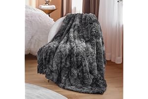 ‎BEDSURE BEDSURE Kuscheldecke - Flauschig Decke, Warm Sherpa Sofadecke, Dicke Felldecke, Couchdecke, Flauschige Kunstfelldecke, Wohndecke für Couch, Schwarz, 150x200 cm